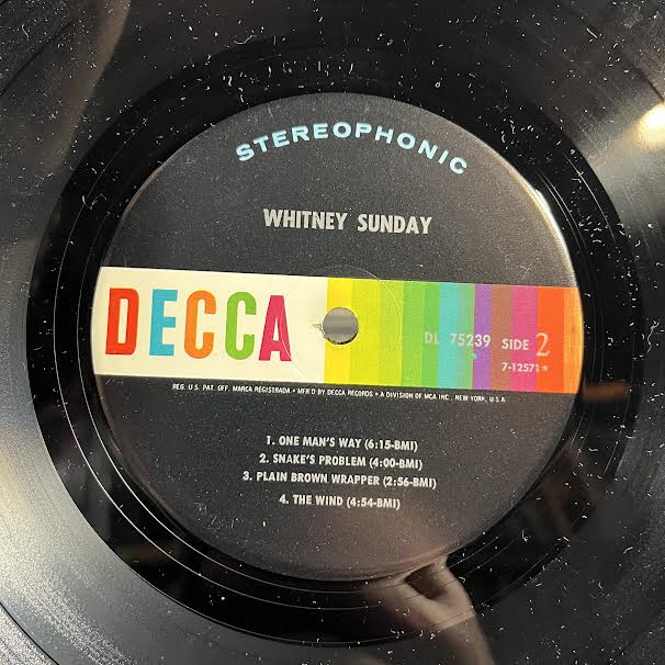 Whitney Sunday (VINYL) | Very Good Plus (VG+) Very Good Plus (VG+) - ROCK / USED *VERY GOOD++*