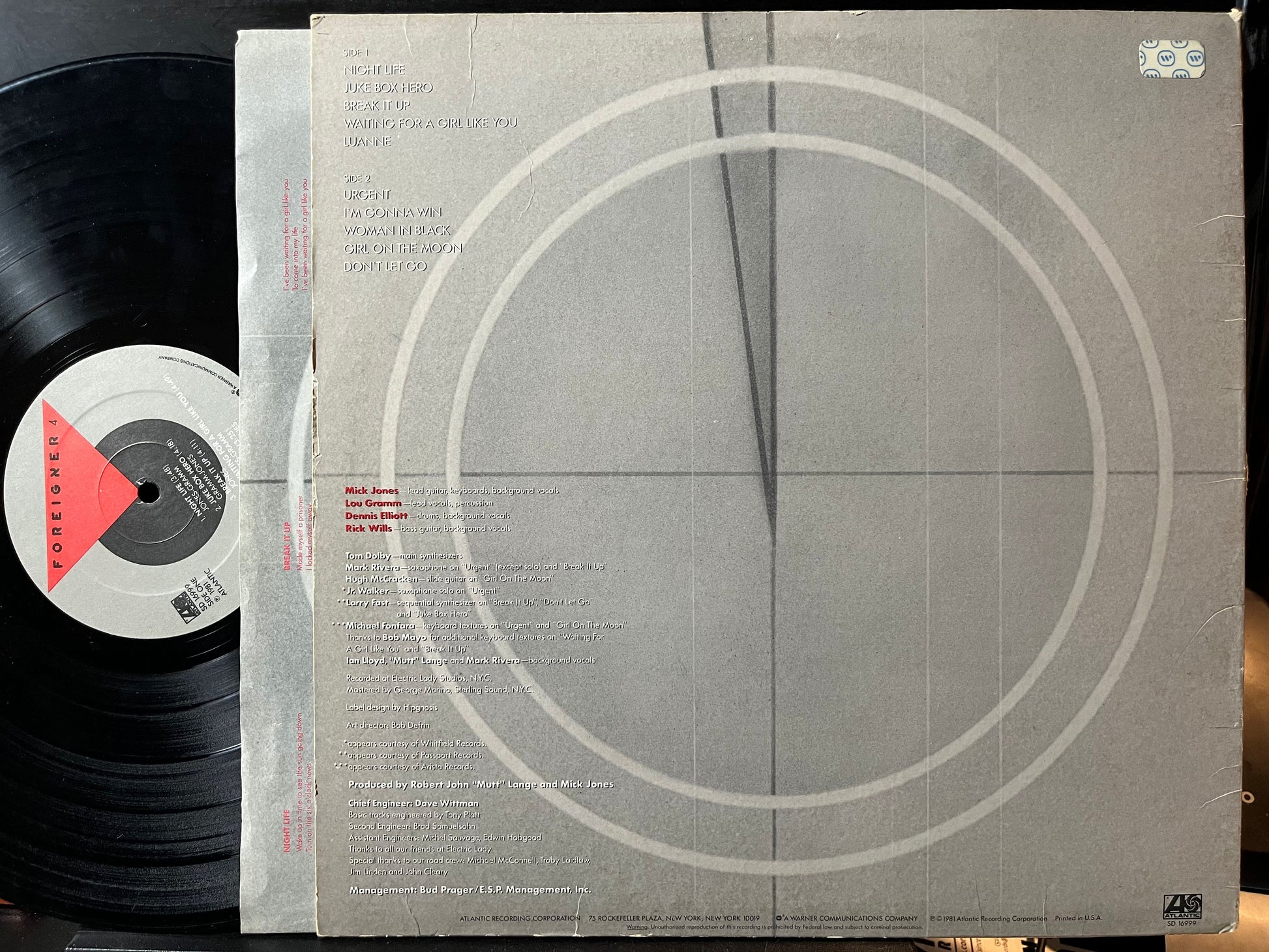 Foreigner - 4 (VINYL) | Very Good Plus (VG+) Excellent (EX) - ROCK / USED *VERY GOOD+*
