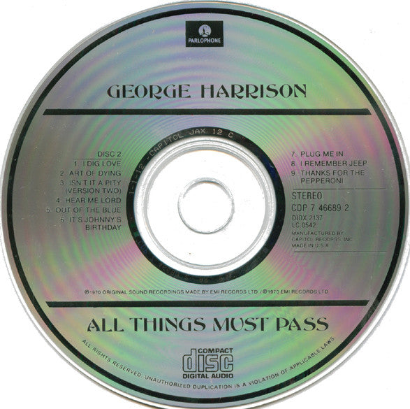 George Harrison - All Things Must Pass *2XCD* | Very Good Plus (VG+) Excellent (EX) - ROCK / USED *VERY GOOD++*