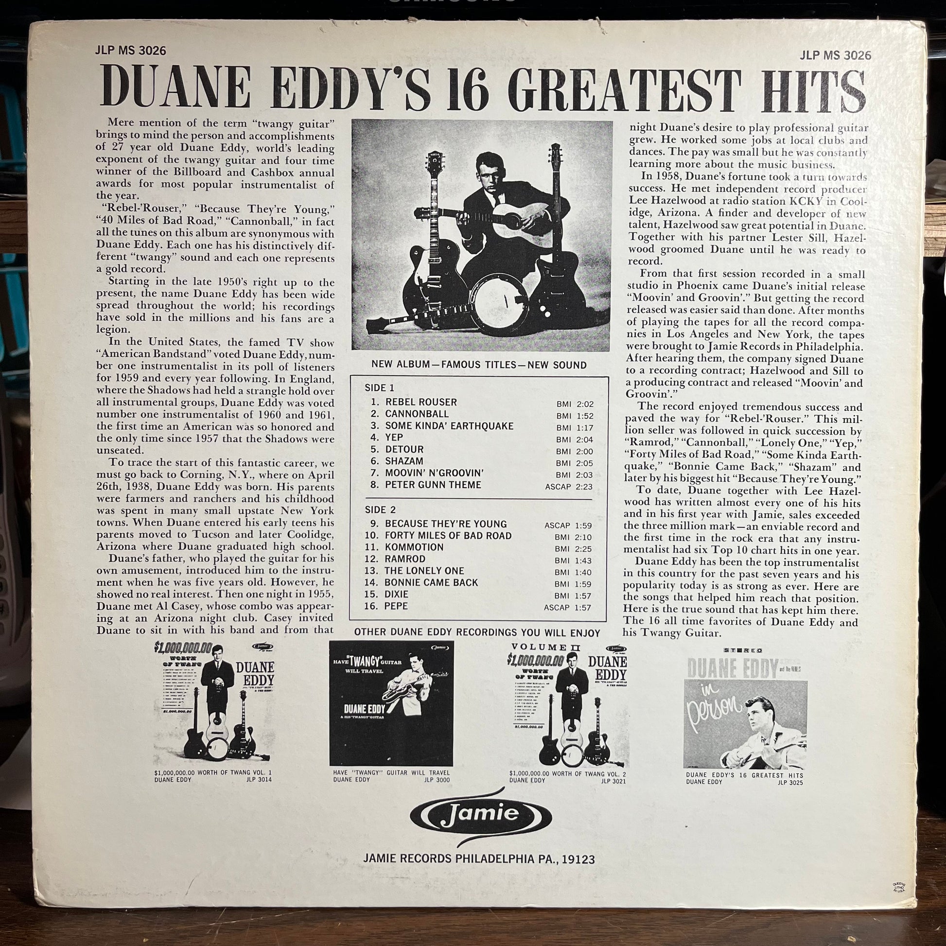 Duane Eddy's 16 Greatest Hits (VINYL) | Very Good Plus Plus (VG++) Excellent (EX) - ROCK / USED *VERY GOOD++*