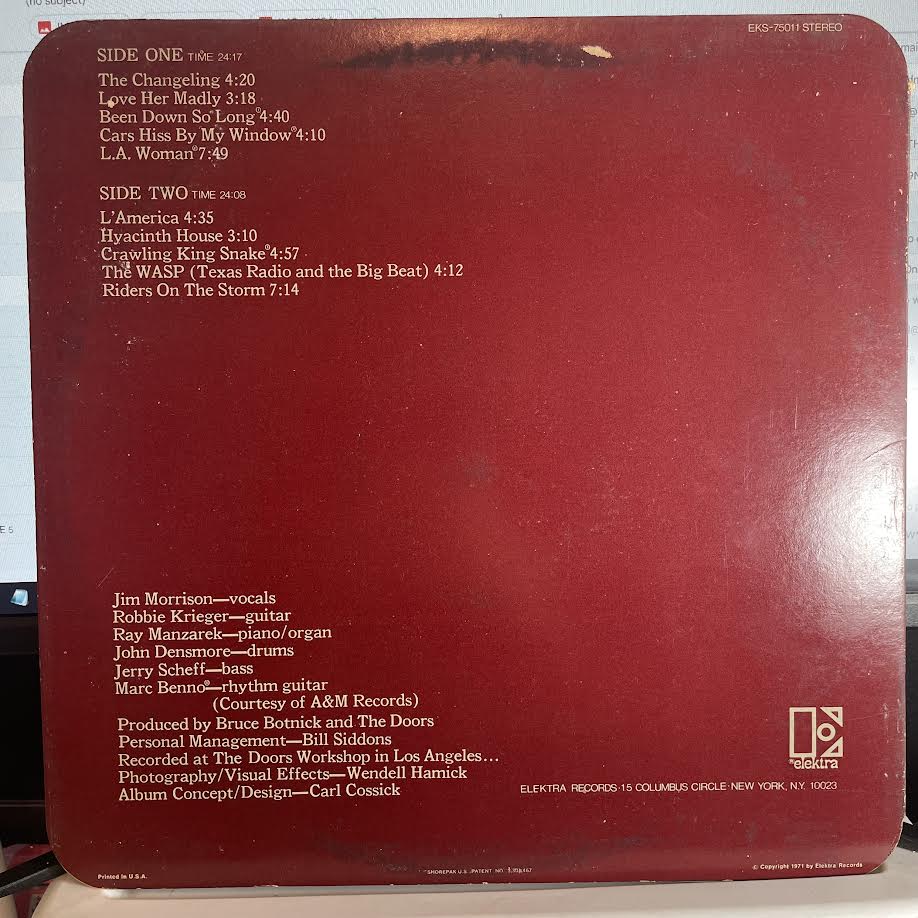 L.A. Woman (VINYL) | Very Good (VG) Very Good Plus (VG+) - ROCK / USED *VERY GOOD*