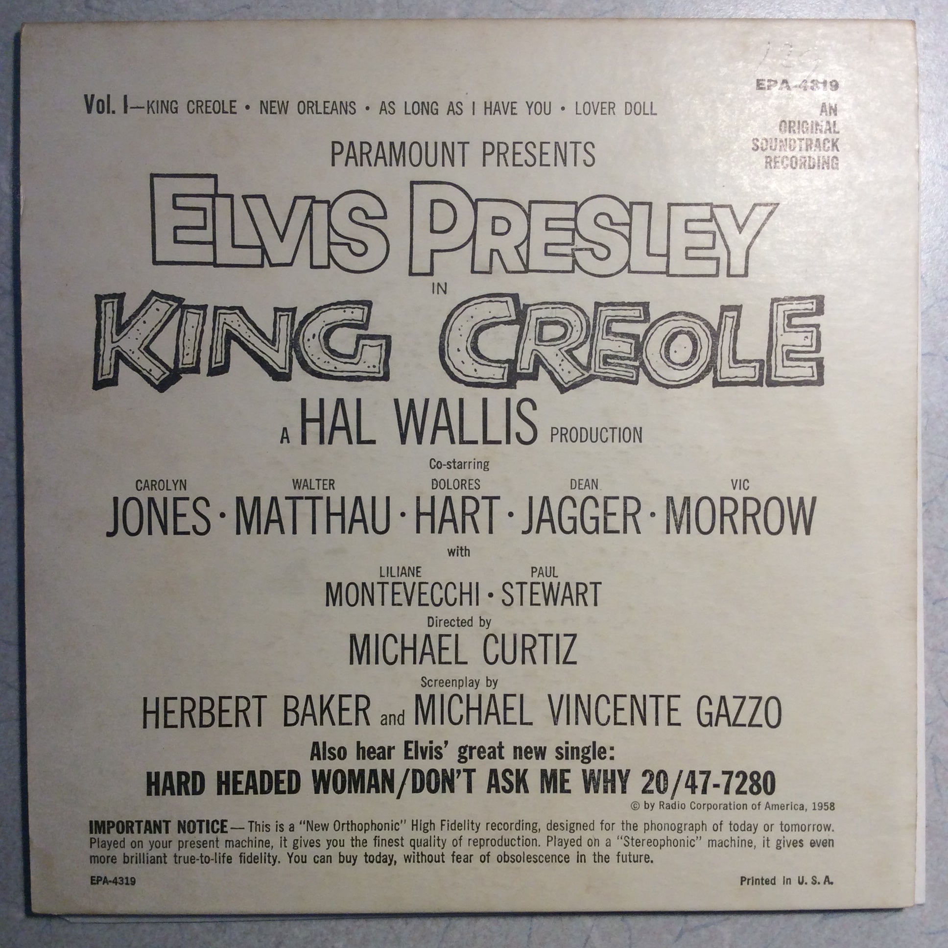 King Creole (Vol. 1) (7" VINYL) | Very Good (VG) Excellent (EX) - ROCK / USED *VERY GOOD*