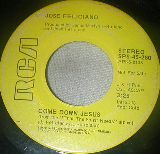 Come Down Jesus (7") | Very Good (VG) Generic - ROCK / USED *VERY GOOD*