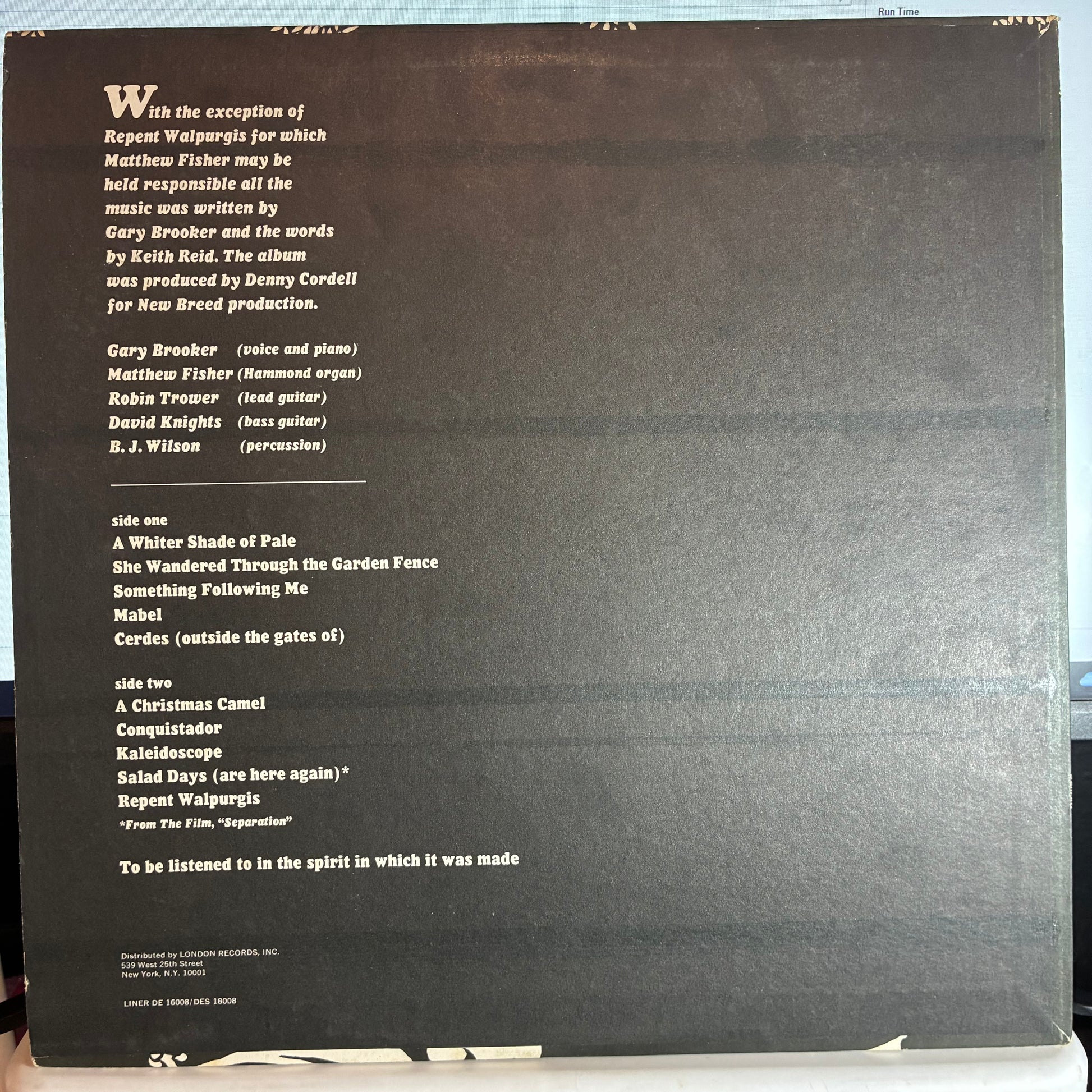 Procol Harum (VINYL) | Very Good (VG) Excellent (EX) - ROCK / USED *VERY GOOD*