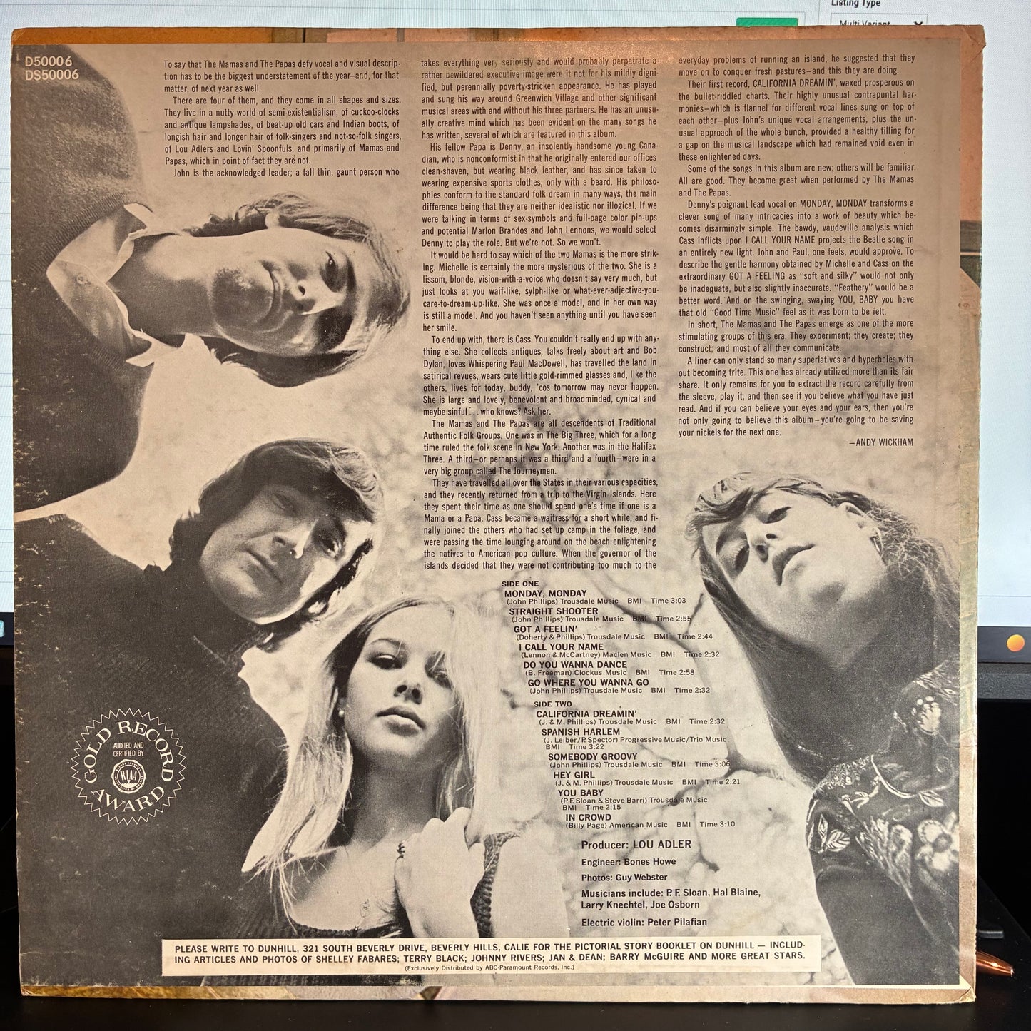 The Mamas & The Papas - If You Can Believe Your Eyes And Ears (VINYL LP Dunhill ‎– D-50006) | Very Good (VG) Excellent (EX) - ROCK / USED *VERY GOOD*