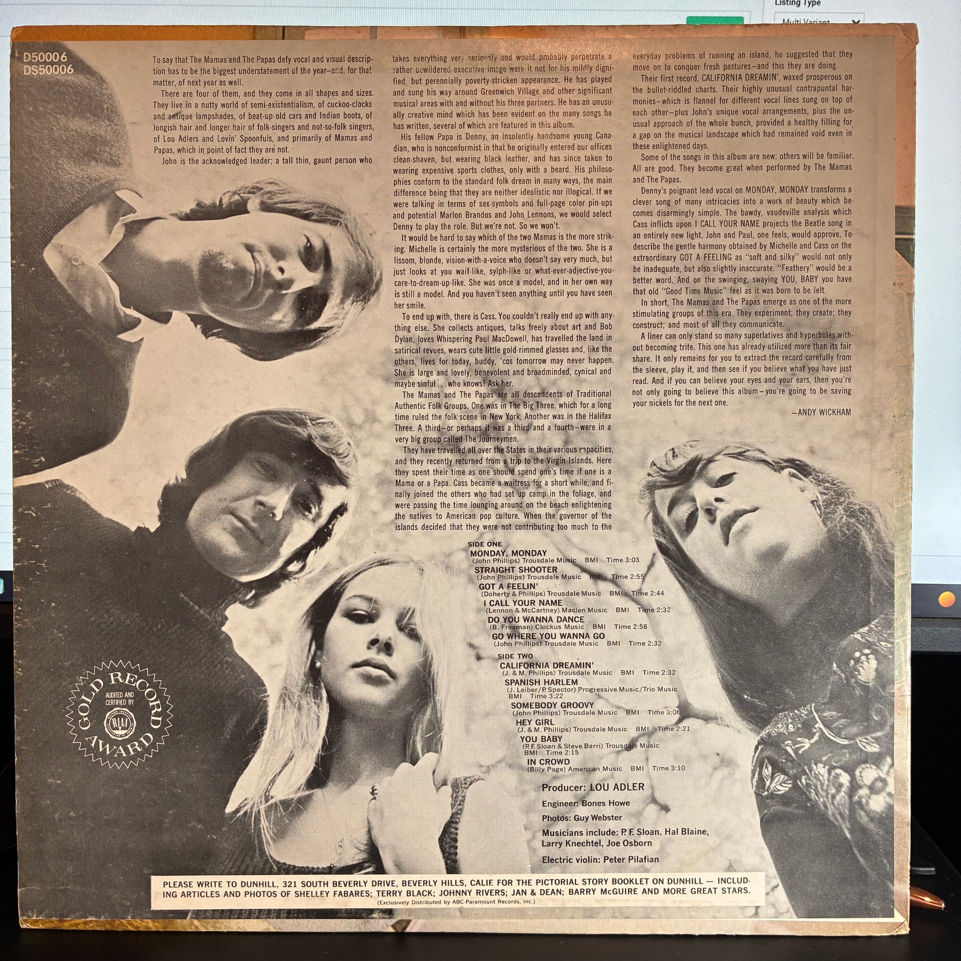 The Mamas & The Papas - If You Can Believe Your Eyes And Ears (VINYL LP Dunhill ‎– D-50006) | Very Good (VG) Excellent (EX) - ROCK / USED *VERY GOOD*