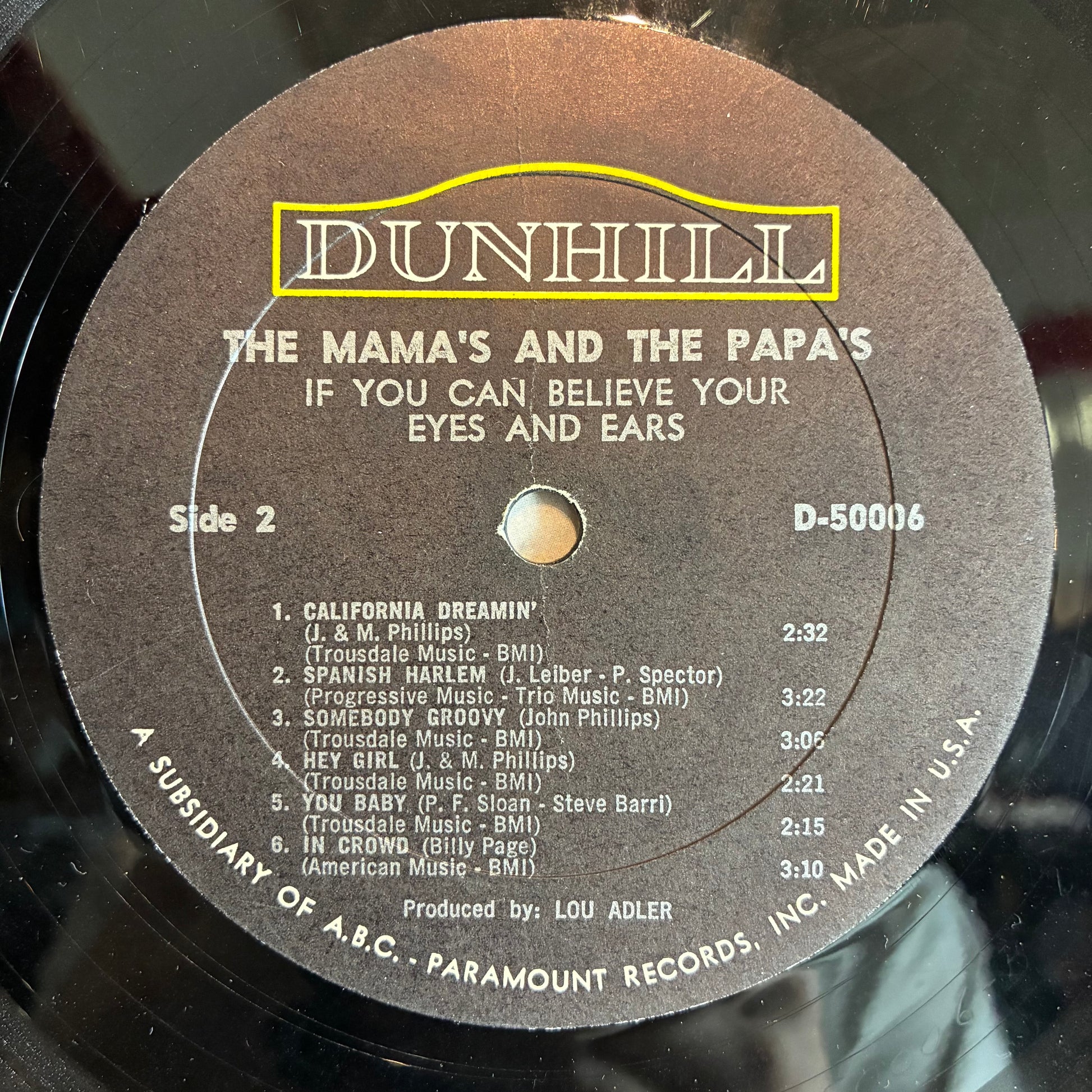 The Mamas & The Papas - If You Can Believe Your Eyes And Ears (VINYL LP Dunhill ‎– D-50006) | Very Good (VG) Excellent (EX) - ROCK / USED *VERY GOOD*