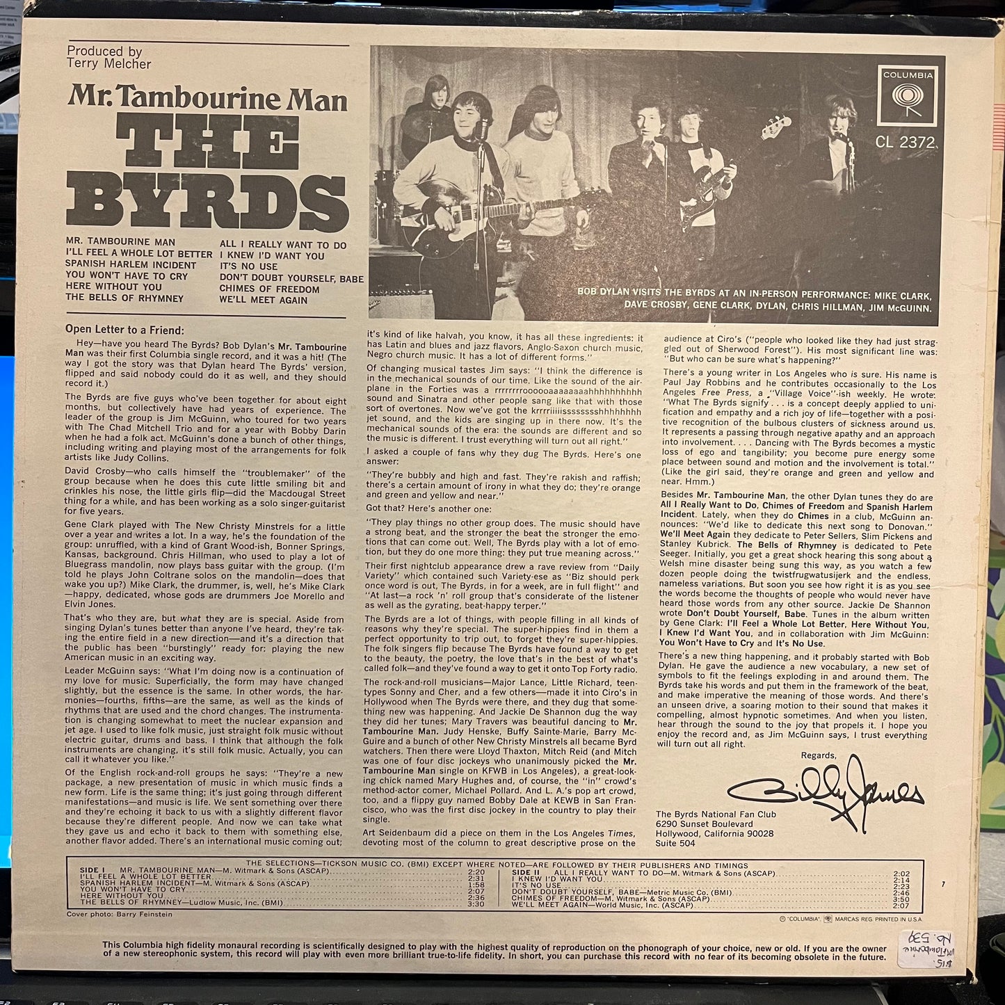 The Byrds Mr. Tambourine Man *PITMAN* LP Very Good (VG) Excellent (EX)