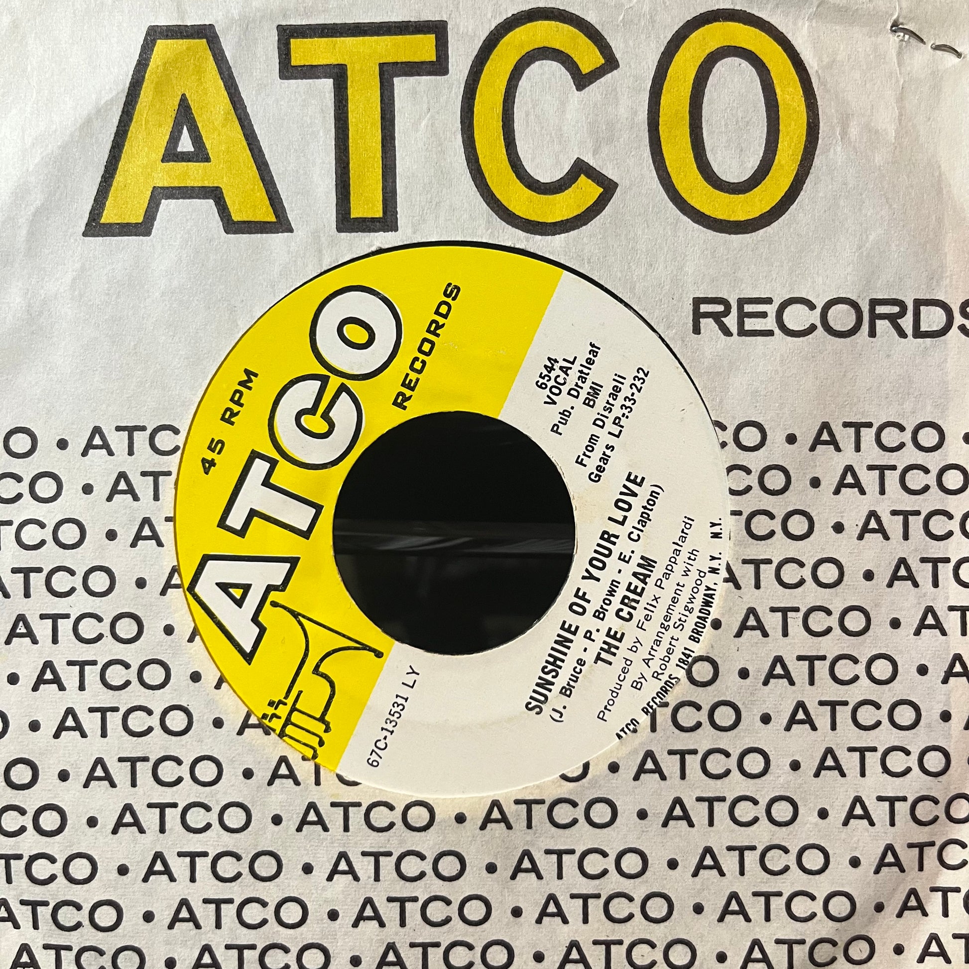 The Cream - Sunshine Of Your Love (VINYL 7") | Very Good Plus Plus (VG++) Excellent (EX) - ROCK / USED *VERY GOOD++*