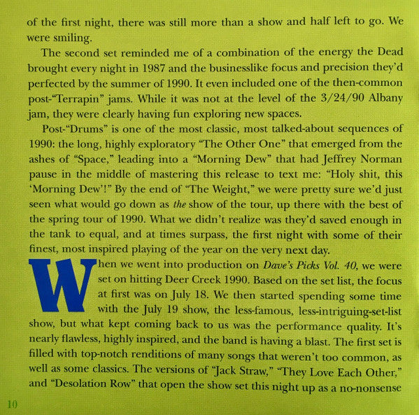 Dave's Picks, Volume 40 (3xCD)(Deer Creek Music Center, Noblesville, IN • 7/18-19/90 | Mint (M) Near Mint (NM) - ROCK