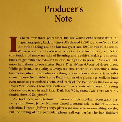 Dave's Picks, Volume 43 (3xCD)(San Francisco, 11/2/69 • Dallas, 12/26/69) | Mint (M) Near Mint (NM) - ROCK
