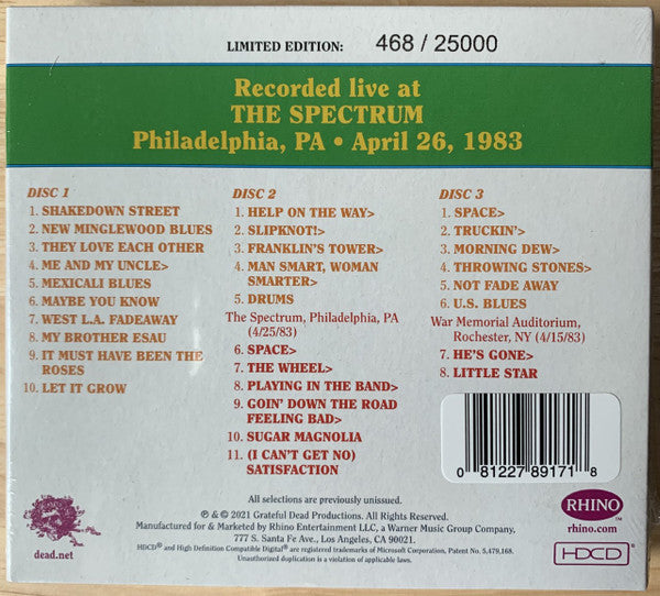 Dave's Picks, Volume 39 (3xCD)(The Spectrum, Philadelphia, PA • 4/26/83) | Mint (M) Near Mint (NM) - ROCK