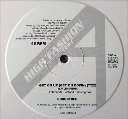 Roundtree Get On Up (Get On Down) High Fashion Music 12", Ltd, TP, Whi Mint (M) Mint (M)
