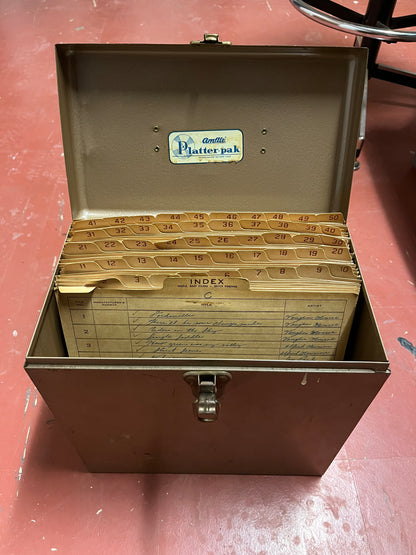AMFILE Platter-Pak STEEL 78 Phonograph Record Case w INTACT Index File | -