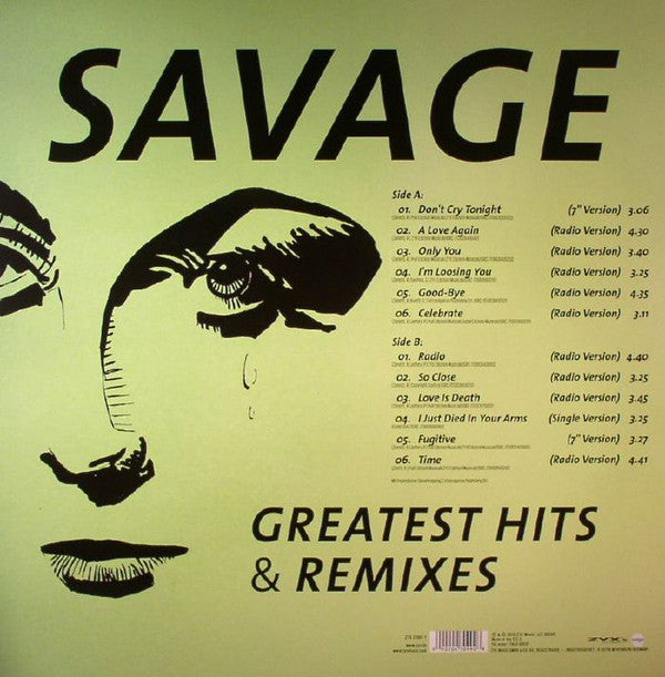 Savage Greatest Hits & Remixes ZYX Music LP, Comp Mint (M) Mint (M)