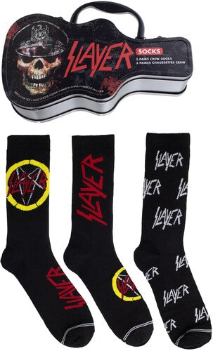 Slayer - Perri's - Slayer - Crew Socks (3 Pack Collector Guitar Shape Tin) (Large Item, Socks, 3 Pack) |
