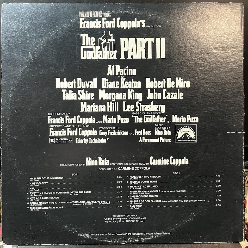 The Godfather Part II (Original Soundtrack Recording) (VINYL) | Excellent (EX) Very Good Plus (VG+) - SOUNDTRACK / USED *EXCELLENT*