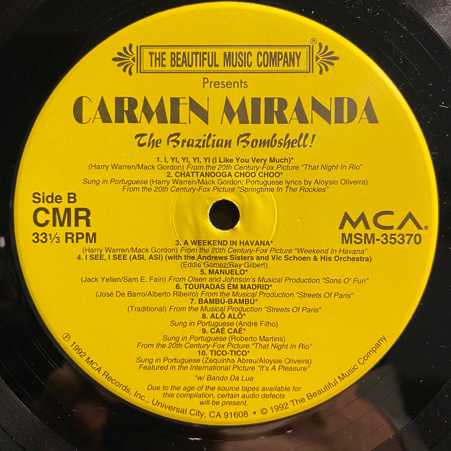 Carmen Miranda - The Brazilian Bombshell! | Excellent (EX) Near Mint (NM) - SOUNDTRACK / USED *EXCELLENT*