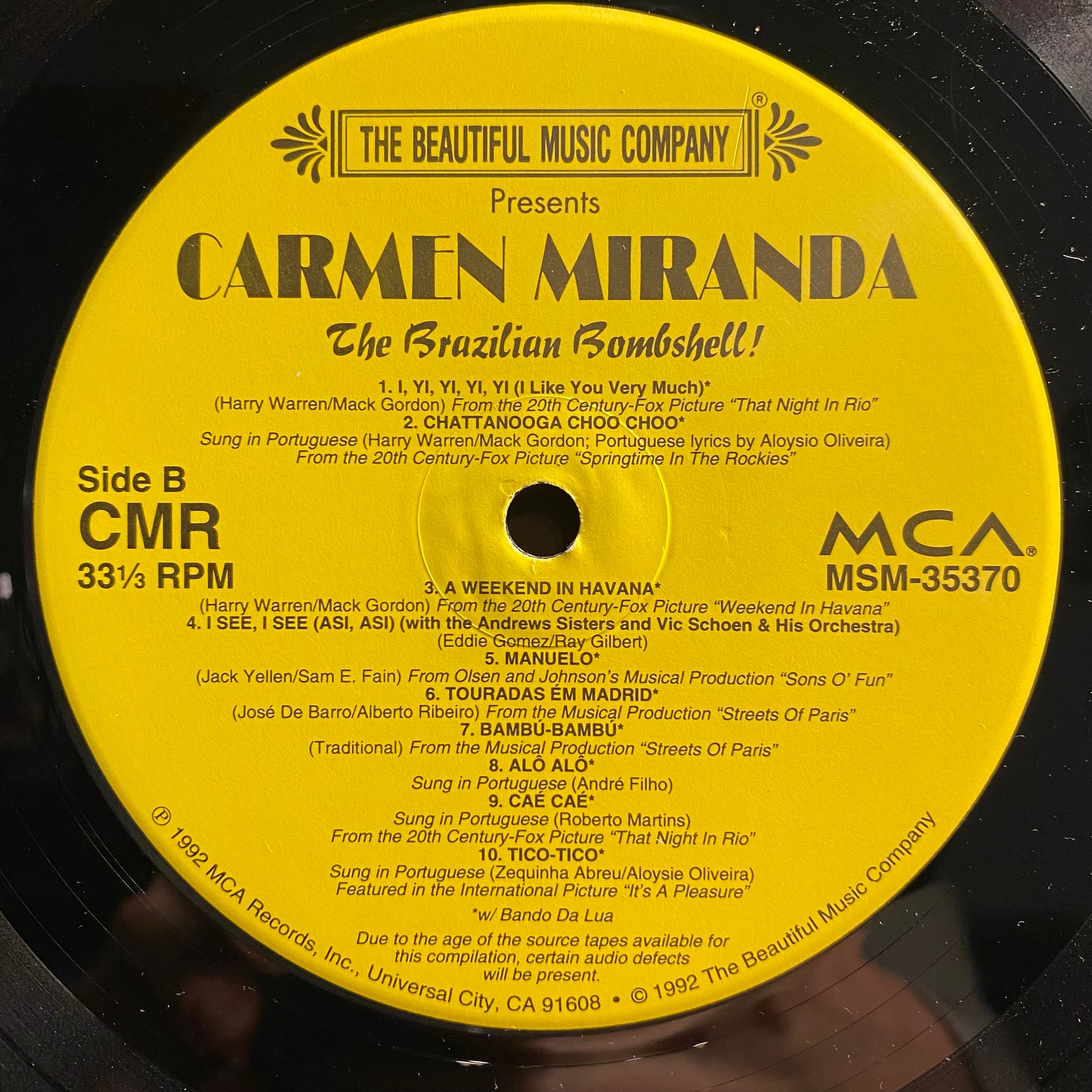 Carmen Miranda - The Brazilian Bombshell! | Excellent (EX) Near Mint (NM) - SOUNDTRACK / USED *EXCELLENT*