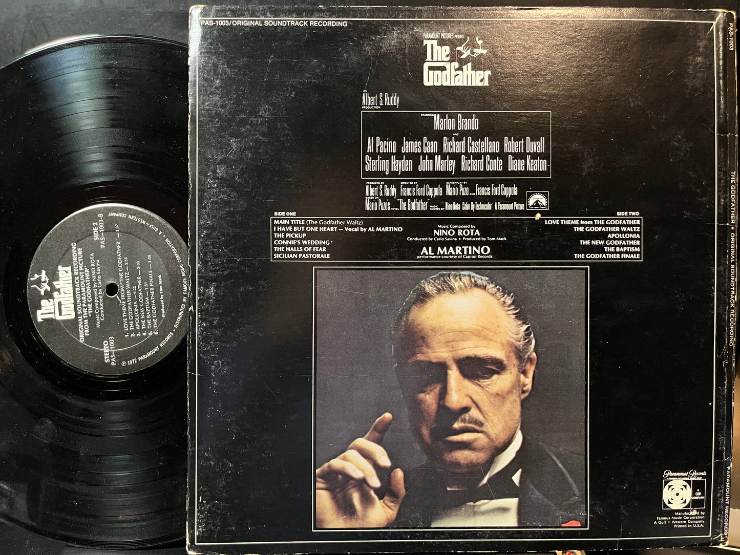 Nino Rota - The Godfather (VINYL LP PARAMOUNT PAS-1003 1972) | USED Excellent (EX) Very Good Plus (VG+) - SOUNDTRACK / USED *EXCELLENT*