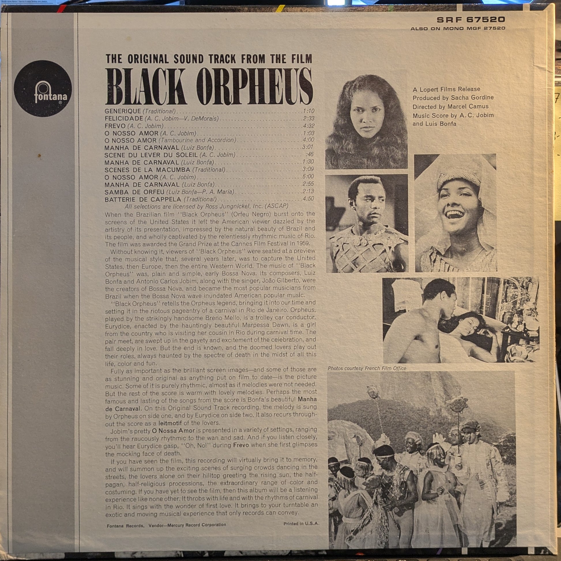 The Original Sound Track From The Film Black Orpheus (VINYL) | Near Mint (NM) Excellent (EX) - SOUNDTRACK / USED *NEAR MINT-*