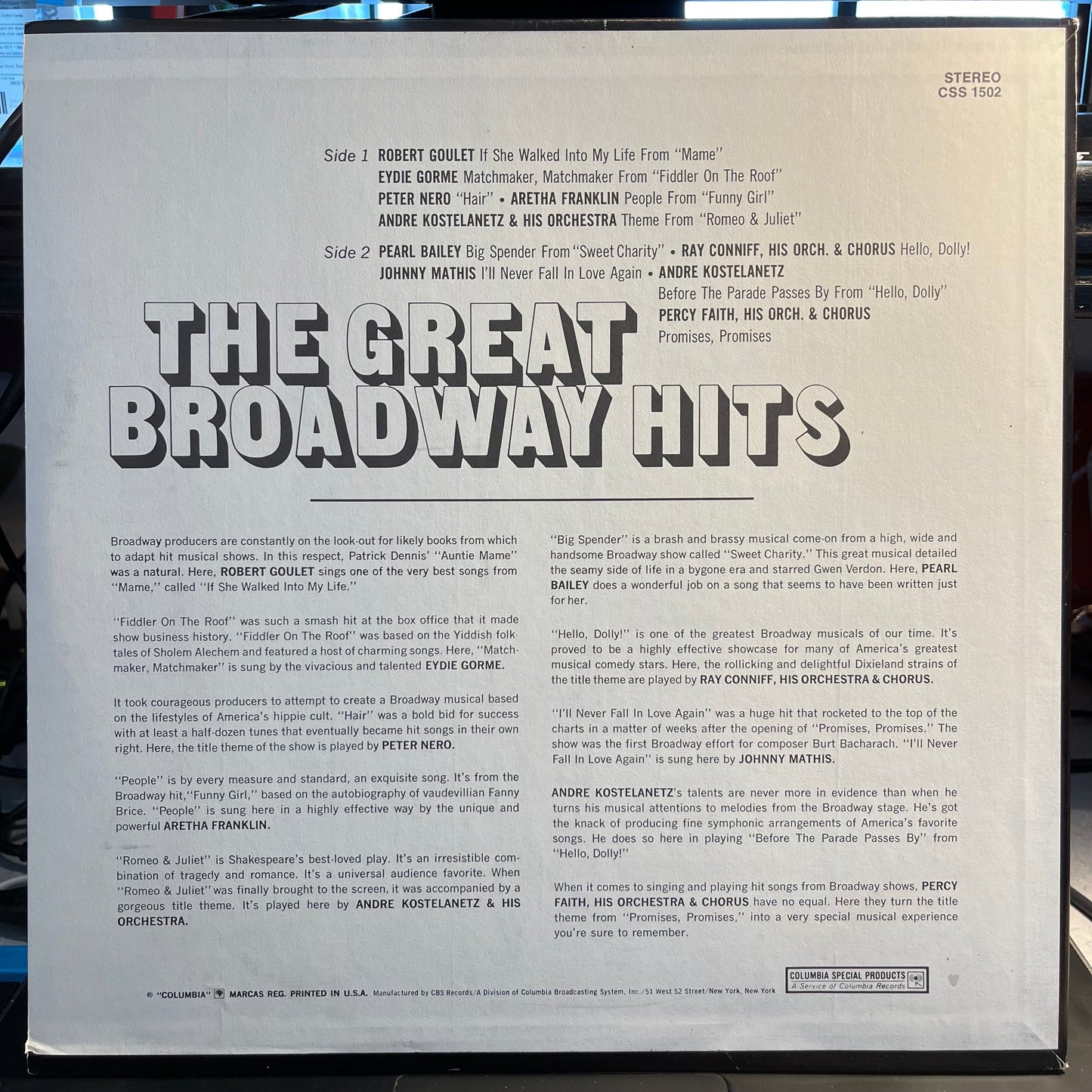 Various - The Great Broadway Hits | Near Mint (NM) Near Mint (NM) - SOUNDTRACK / USED *NEAR MINT*