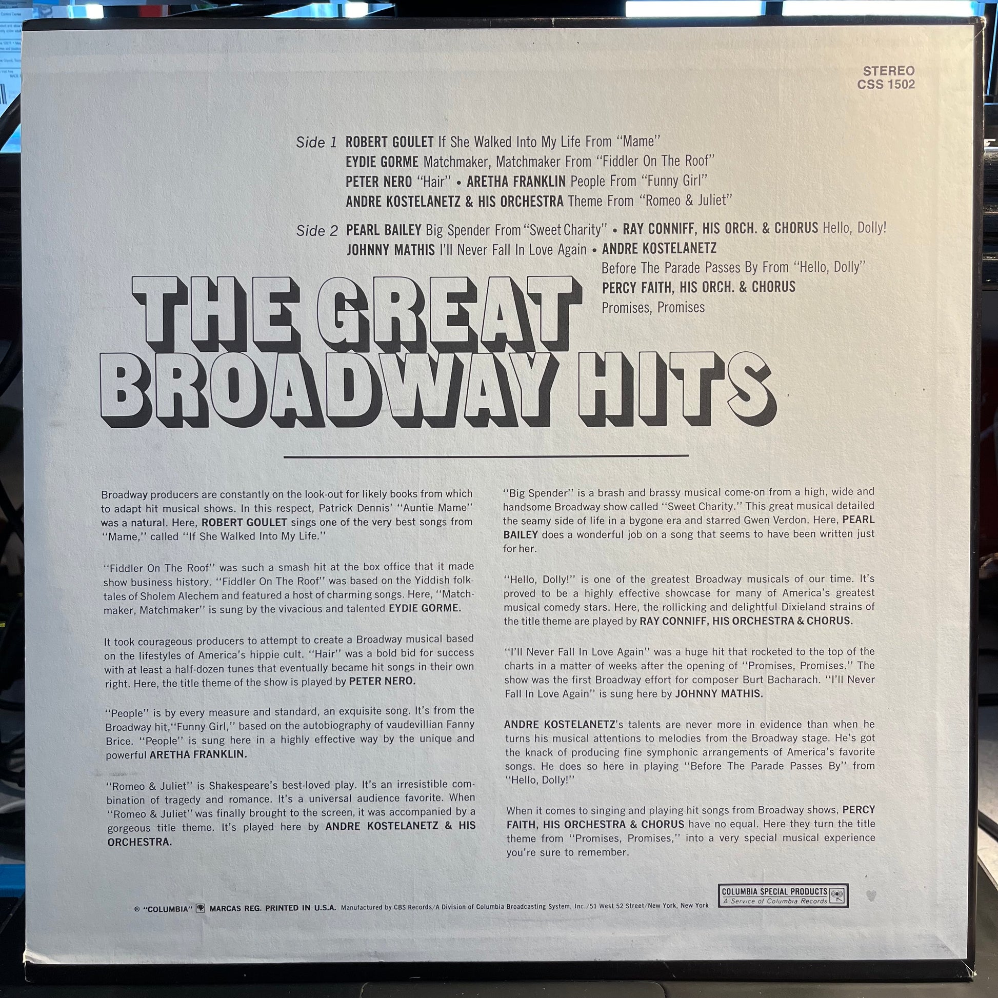 Various - The Great Broadway Hits | Near Mint (NM) Near Mint (NM) - SOUNDTRACK / USED *NEAR MINT*