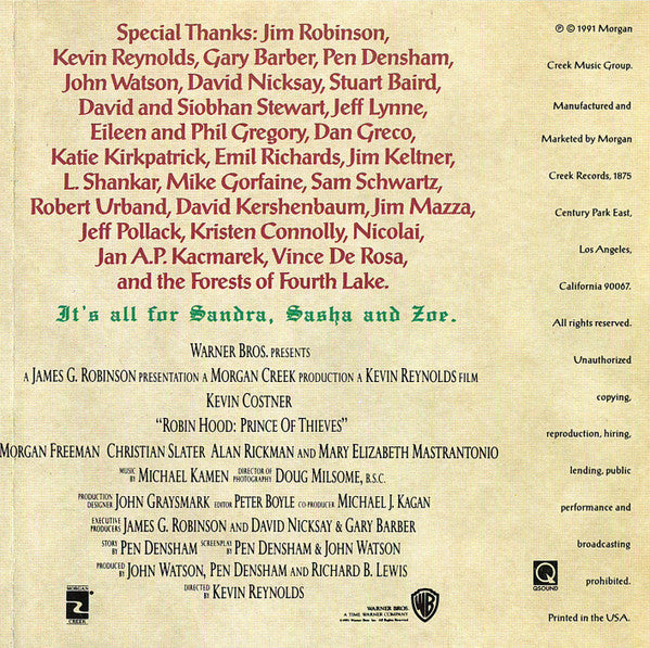 Robin Hood: Prince Of Thieves (Original Motion Picture Soundtrack) (CD) | Near Mint (NM) Near Mint (NM) - SOUNDTRACK / USED *NEAR MINT*