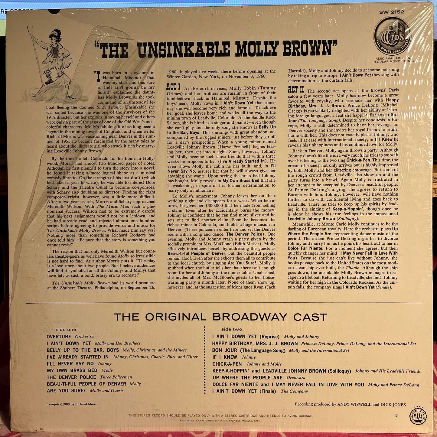 Meredith Willson - The Unsinkable Molly Brown - Original Broadway Cast *SHRINK* | Near Mint (NM) Near Mint (NM) - SOUNDTRACK / USED *NEAR MINT*