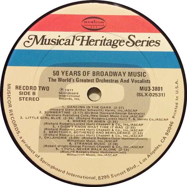 50 Years Of Broadway Music | Near Mint (NM) Near Mint (NM) - SOUNDTRACK / USED *NEAR MINT*