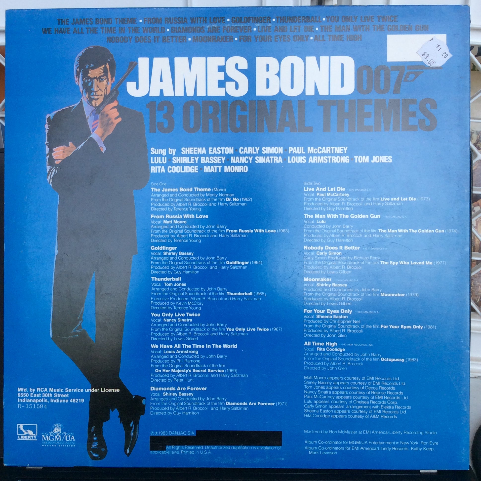 James Bond - 13 Original Themes (VINYL) | Near Mint (NM) Excellent+ (EX+) - SOUNDTRACK / USED *NEAR MINT*