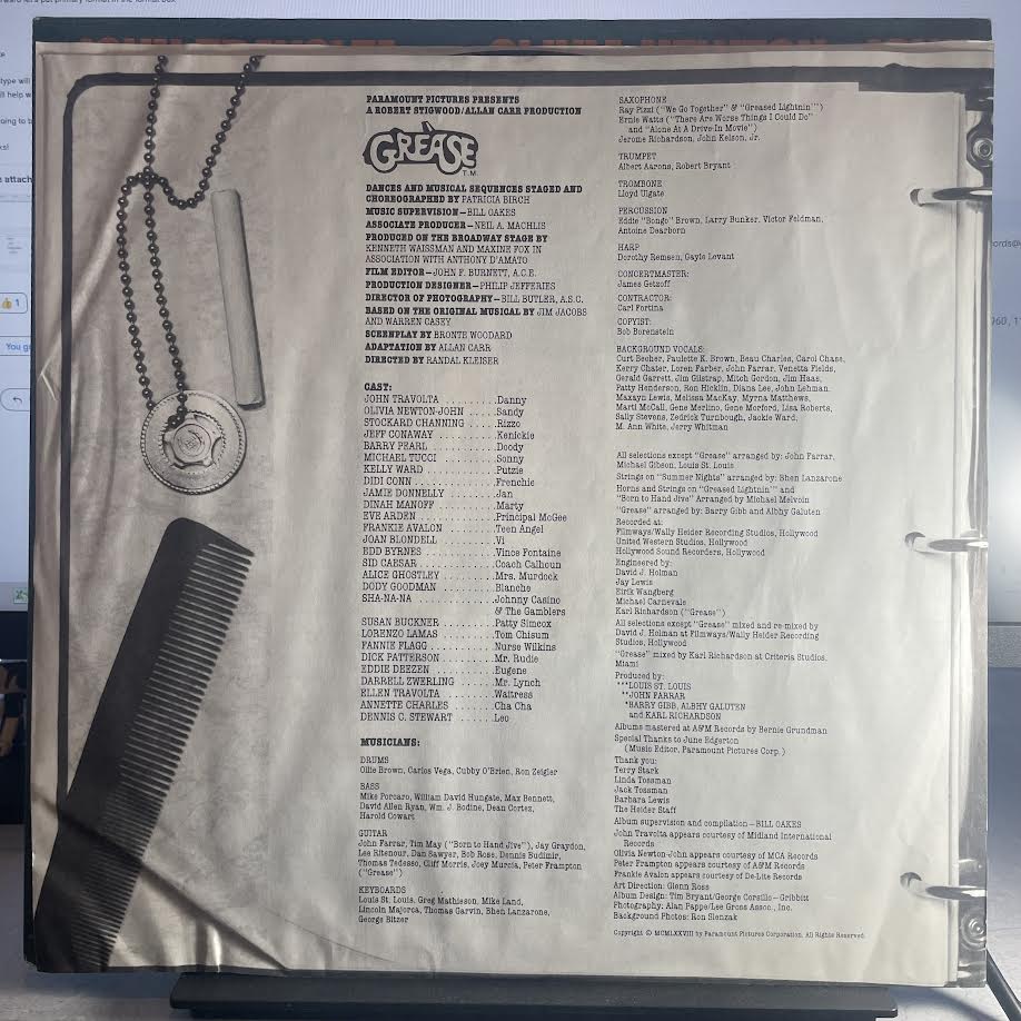 Various - Grease (The Original Soundtrack From The Motion Picture) (2xVINYL) | Very Good Plus (VG+) Excellent (EX) - SOUNDTRACK / USED *VERY GOOD+*