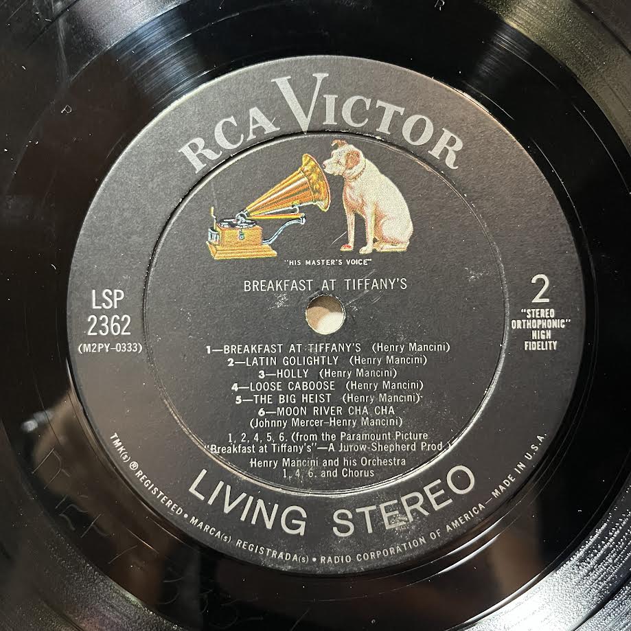 Breakfast At Tiffany's (Music From The Motion Picture Score) (VINYL) | Very Good Plus Plus (VG++) Excellent (EX) - SOUNDTRACK / USED *VERY GOOD++*