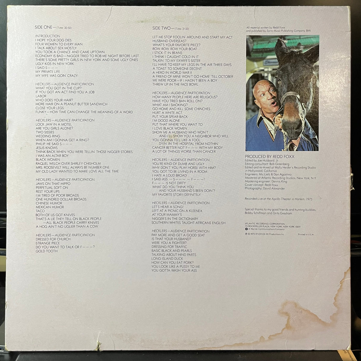 Redd Foxx - You Gotta Wash Your Ass (VINYL LP) | USED Near Mint- (NM-) Excellent (EX) - SPOKEN WORD/COMEDY / USED *NEAR MINT-*