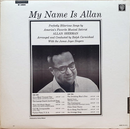 My Name Is Allan: Allan Sherman Sings Great Movie Hits & Songs From The Cutting Room Floor (VINYL) | Mint (M) Near Mint (NM) - SPOKEN WORD *SEALED*