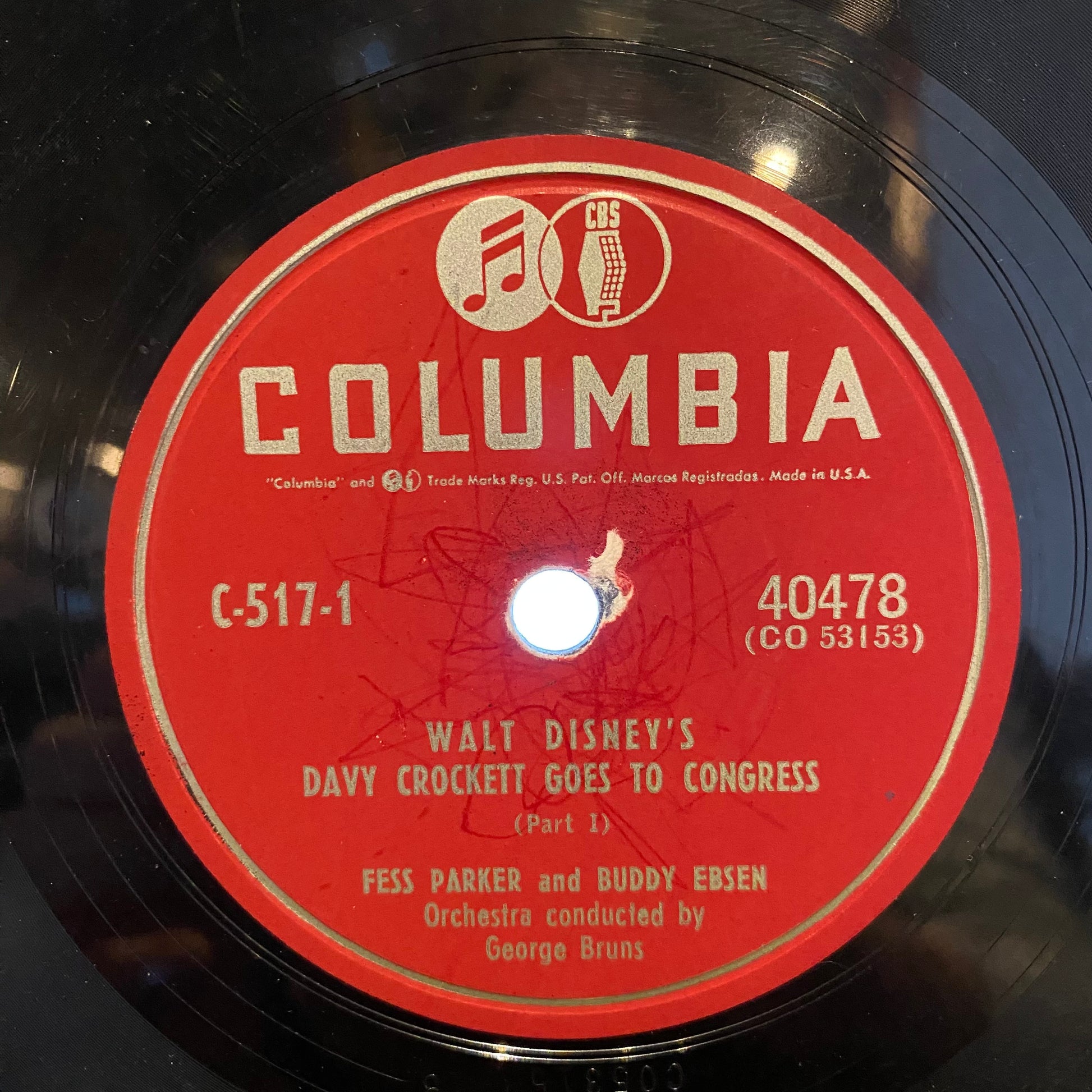 Fess Parker - Davy Crockett Goes to Congress | Good Plus (G+) Very Good (VG) - SPOKEN WORD / USED *78RPM/GOOD+*