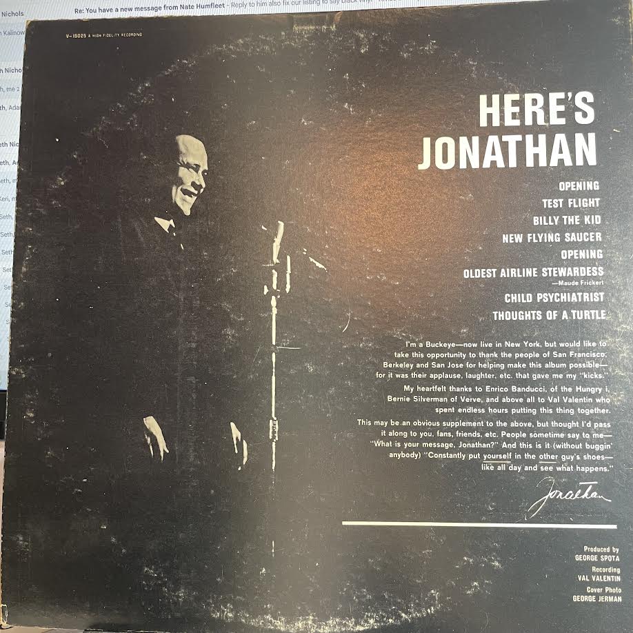 Here's Jonathan (VINYL) | Excellent+ (EX+) Excellent (EX) - SPOKEN WORD / USED *EXELLENT+*