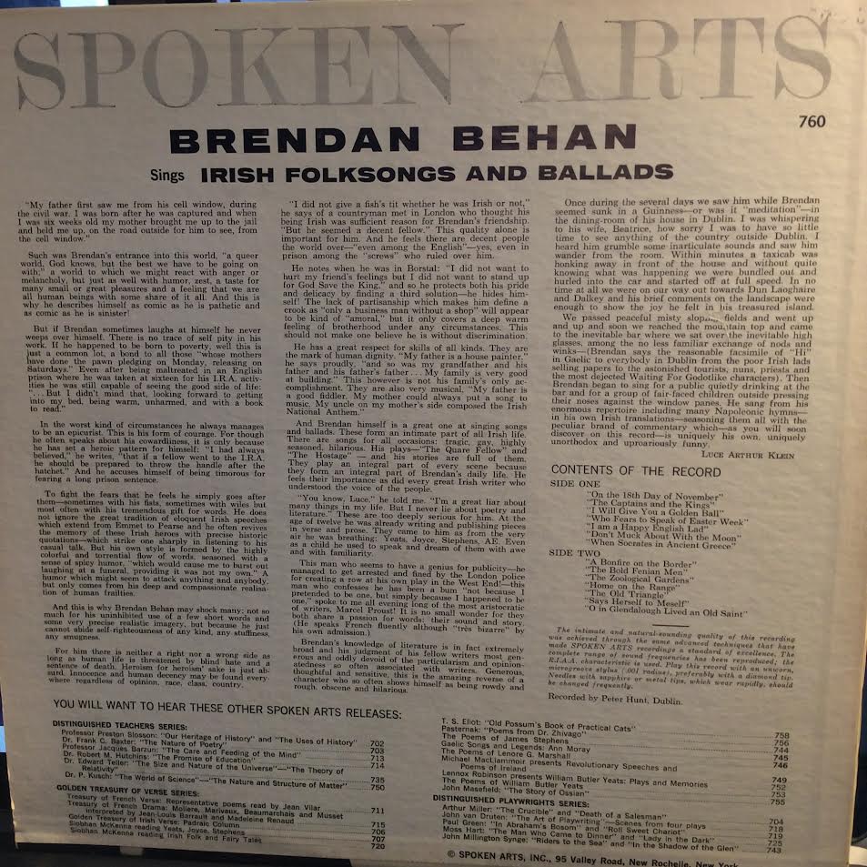 Irish Folksongs And Ballads (VINYL) | Near Mint- (NM-) Near Mint (NM) - SPOKEN WORD / USED *NEAR MINT-*