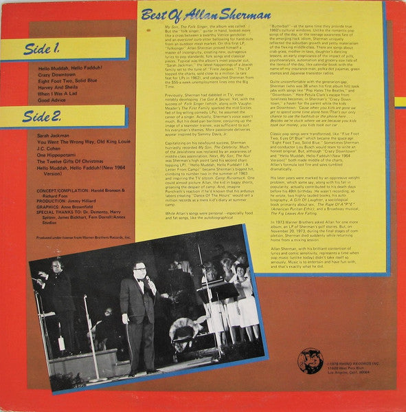 The Best Of Allan Sherman (VINYL) | Near Mint (NM) Near Mint (NM) - SPOKEN WORD / USED *NEAR MINT*