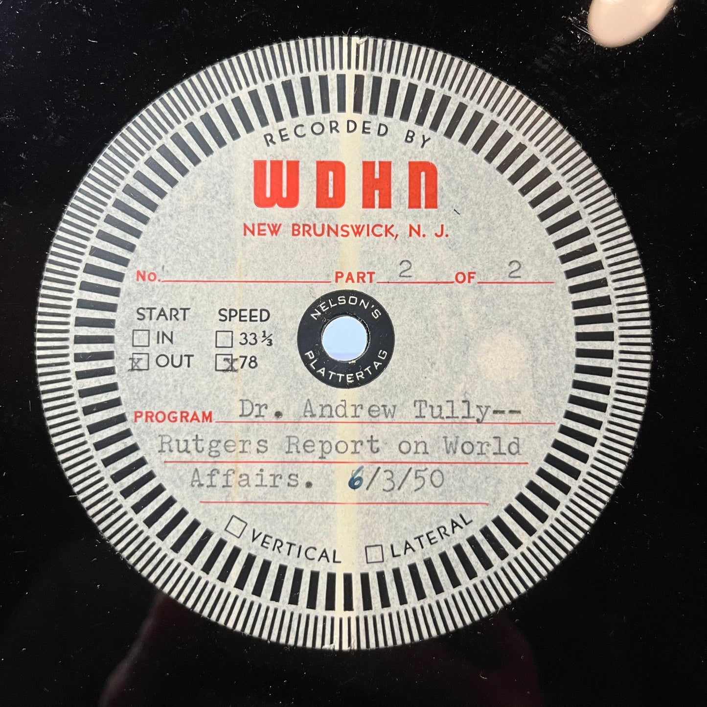 RUTGERS UNIVERSITY REPORT ON WORLD AFFAIRS (78RPM ACETATE) | Near Mint (NM or M-) Generic - SPOKEN WORD / USED *NEAR MINT*