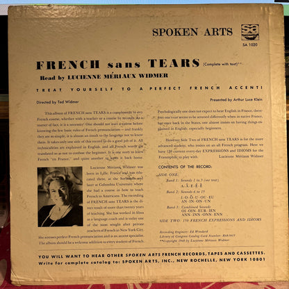 Lucienne Meriaux Widmer - French Sans Tears | Near Mint (NM) Excellent (EX) - SPOKEN WORD / USED *NEAR MINT*