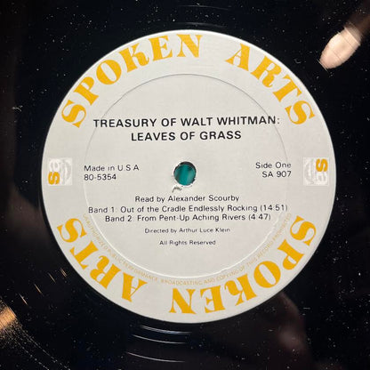 Treasury Of Walt Whitman: Leaves Of Grass (VINYL) | Near Mint (NM) Near Mint (NM) - SPOKEN WORD / USED *NEAR MINT*