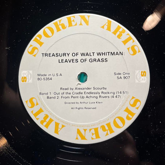 Treasury Of Walt Whitman: Leaves Of Grass (VINYL) | Near Mint (NM) Near Mint (NM) - SPOKEN WORD / USED *NEAR MINT*