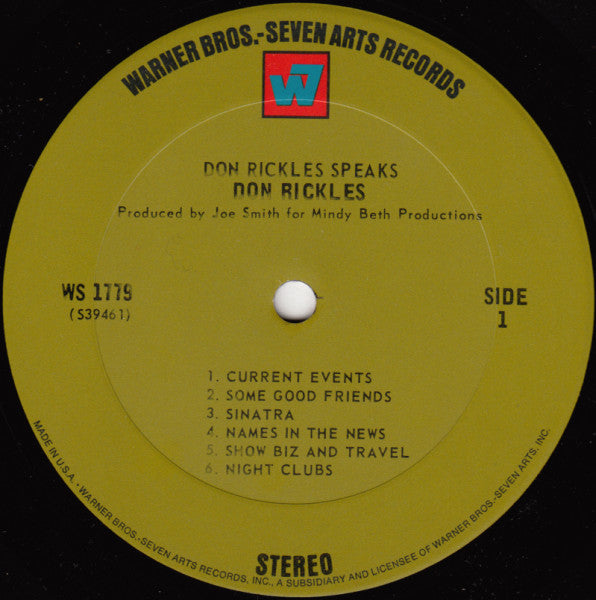 Don Rickles Speaks! (VINYL) | Very Good Plus (VG+) Excellent (EX) - SPOKEN WORD / USED *VERY GOOD+*