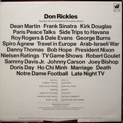 Don Rickles Speaks! (VINYL) | Very Good Plus (VG+) Excellent (EX) - SPOKEN WORD / USED *VERY GOOD+*