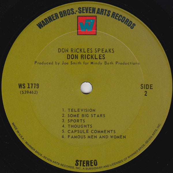 Don Rickles Speaks! (VINYL) | Very Good Plus (VG+) Excellent (EX) - SPOKEN WORD / USED *VERY GOOD+*