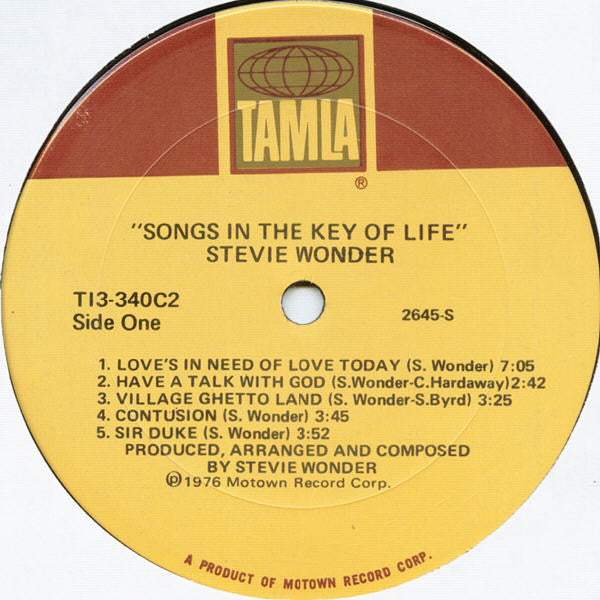 Stevie Wonder Songs In The Key Of Life Tamla 2xLP, Ter + 7", EP + Album, Gat Near Mint (NM or M-) Very Good Plus (VG+)
