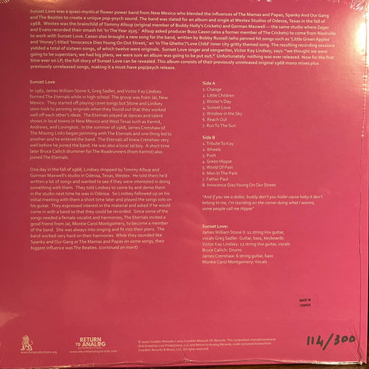 Sunset Love (VINYL)*DISCOUNTED* |