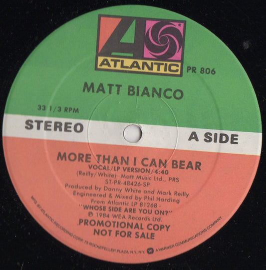 Matt Bianco - More Than I Can Bear | Mint (M) Generic - SYNTH-POP *NEW*