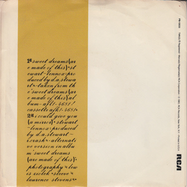 Sweet Dreams (Are Made Of This) (7") | Excellent+ (EX+) Excellent (EX) - SYNTH-POP / USED *EXCELLENT+*